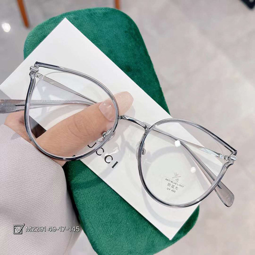 M2291 European and American cat eye flat mirror women's anti-blue light glasses can be equipped with myopia trendy frames women's frames wholesale