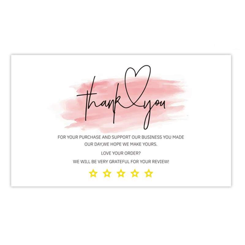 Venta al por mayor Rosa gracias tarjeta etiqueta gracias tarjeta de regalo embalaje de regalo decoración Insertar tarjeta en inglés