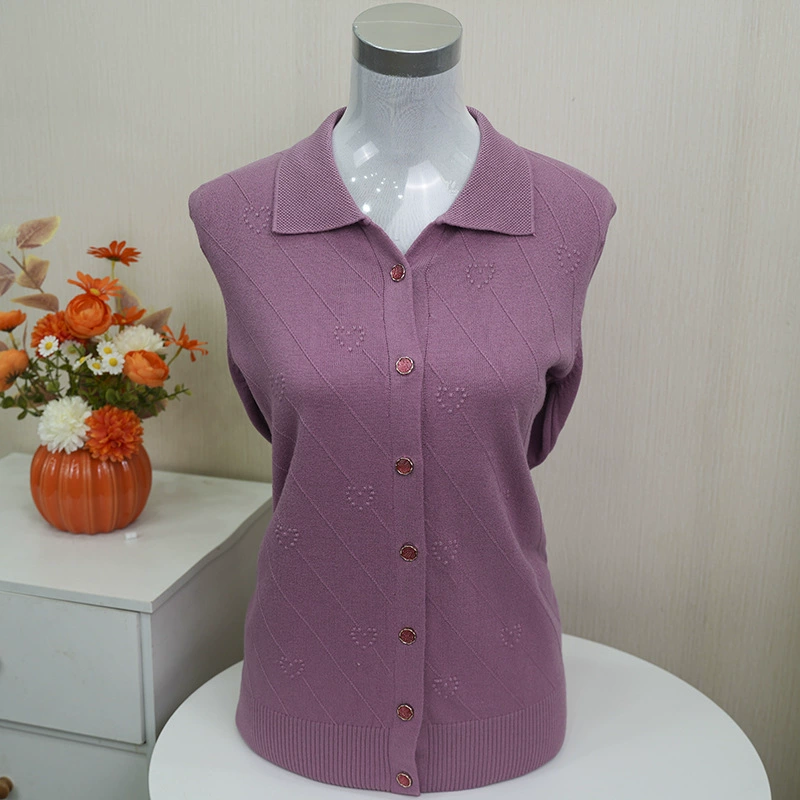 Мама средних лет осенняя трикотажная куртка с отворотом 40 лет 50 лет средняя и пожилая женщина весна и осень короткий кардиган свитер