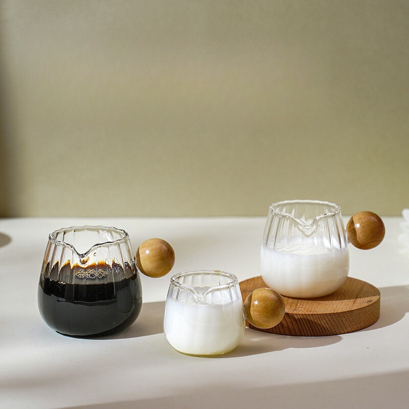 Espresso Latte Coffee Milk Pot Extract Measuring Cup High Temperature Resistant Italian Coffee Small Milk Pot Round Handle Milk Pot Coffee Pot