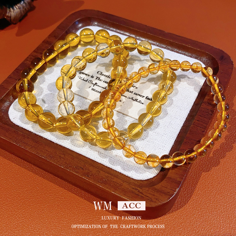 Lucky Citrine Pulsera ajustable Pulsera de temperamento retro simple y versátil Pulsera de lujo ligero, joyería de moda de alta gama para mujer