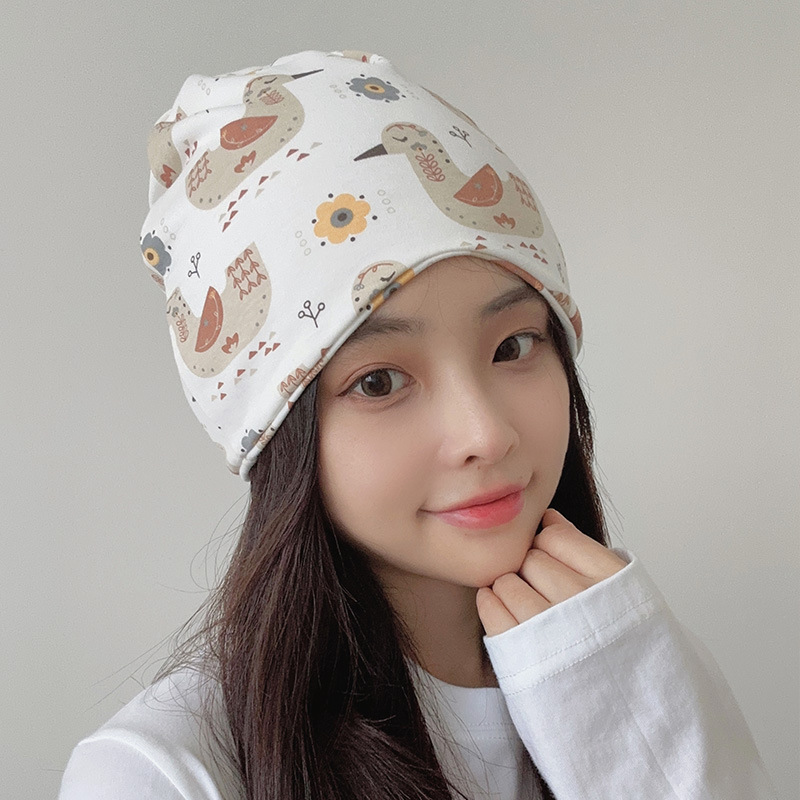 Discharged confinement cap postpartum spring and autumn women's maternity hat pure cotton spring and summer thin face-looking small fashion confinement headscarf