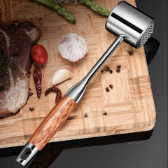 花梨木304ステンレス松肉ハンマー家庭用ステーキハンマーキッチン牛すり柔らかい肉ハンマー双用断筋で肉ハンマーを叩く