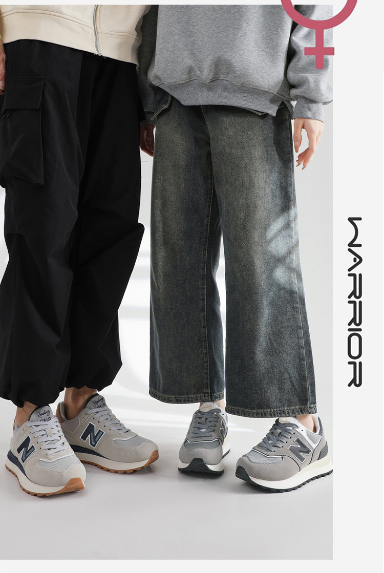 Giày sneaker nữ đế dày phong cách cổ điển N chữ tăng chiều cao — 574LG Xám nguyên tổ chi tiết 24