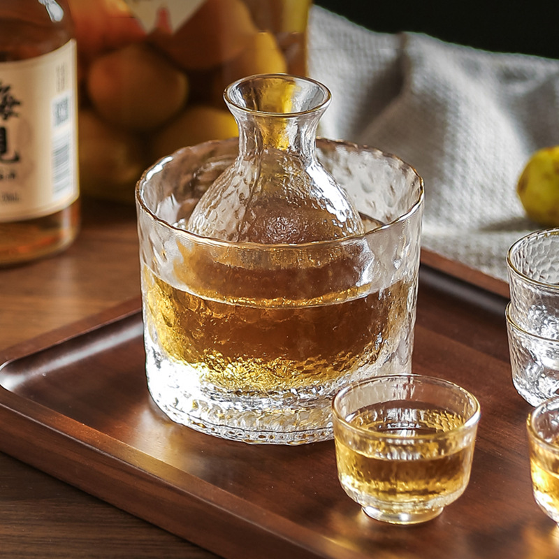 Japanese with a forged pattern glass pocket flask