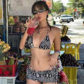 泳衣女2026跨境外贸欧美性感辣妹三点系绳比基尼bikini裙款三件套