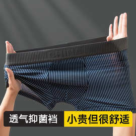 男士内裤条纹舒适平角裤青少年大码短裤衩男生四角短裤头四季款