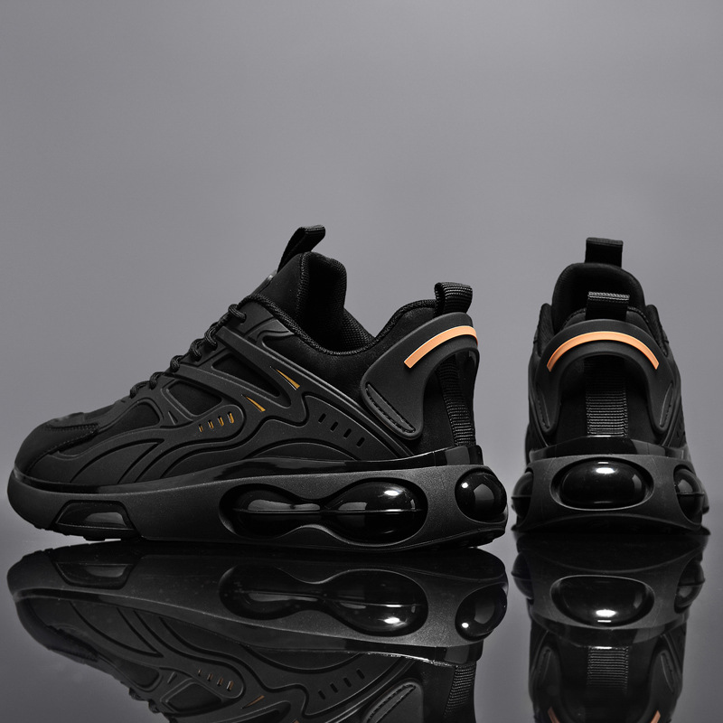 Schwarze Luftpolster-Sportschuhe für Herren, neue Sommer-Netzschuhe für Herren, Frühling und Herbst, erhöhen Papas Freizeitschuhe für Herren_voghion.com