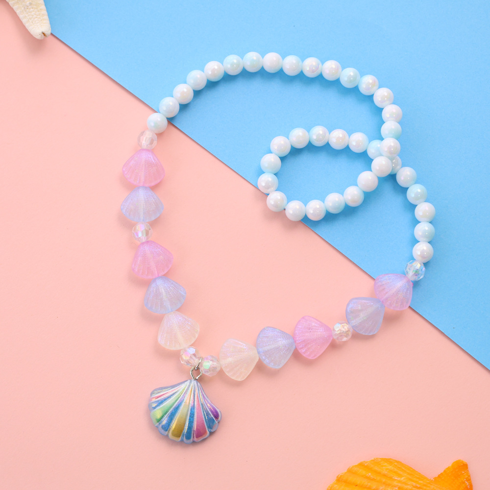 컬러풀한 조개 목걸이 1개 [투명 가방]