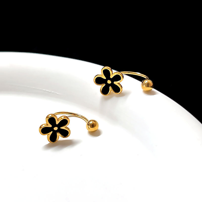 304 Stainless Steel Material 1 Piece Simple Style Flower Plating 304 Stainless Steel Drop Earrings Ear Studs