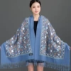 Embroidery Ginkgo Leaves-denim blue