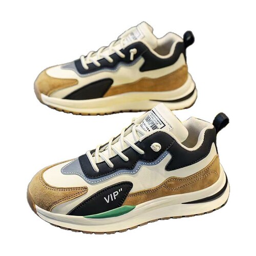 Men's Autumn New Leather Surface Casual Youth Running Thick Sole Father INS Trendy Shoes