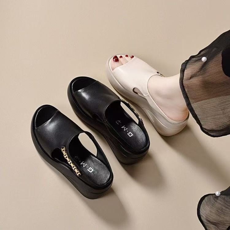 女性のためのウェッジ厚底サンダル 2025 夏の新しいノンスリップソフトソール外出スリッパ女性のためのママの靴女性のサンダルとスリッパ|undefined