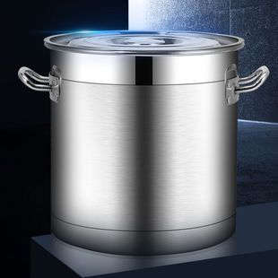 304 Stainless Steel Bucket Soup Bucket Commercial Extra Thickeneded Soup Pot with Lid Brine Pot Soup Household Round Bucket Rice Bucket Hongzhi