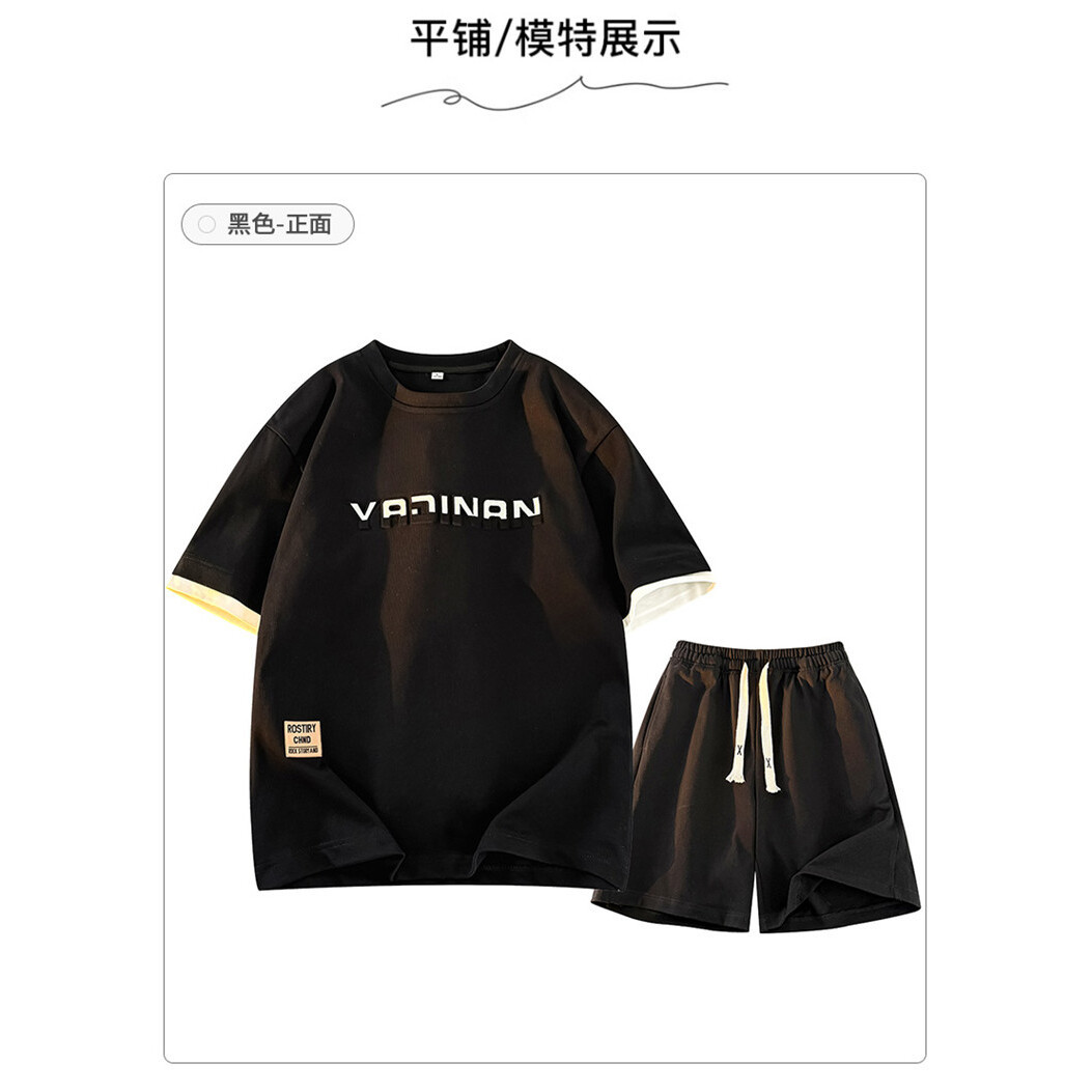 2026 New Summer Short-Sleeve T-Shirt Men's Sports Suit Plus Size Men's Shorts Men's Cross-Border M-8XL