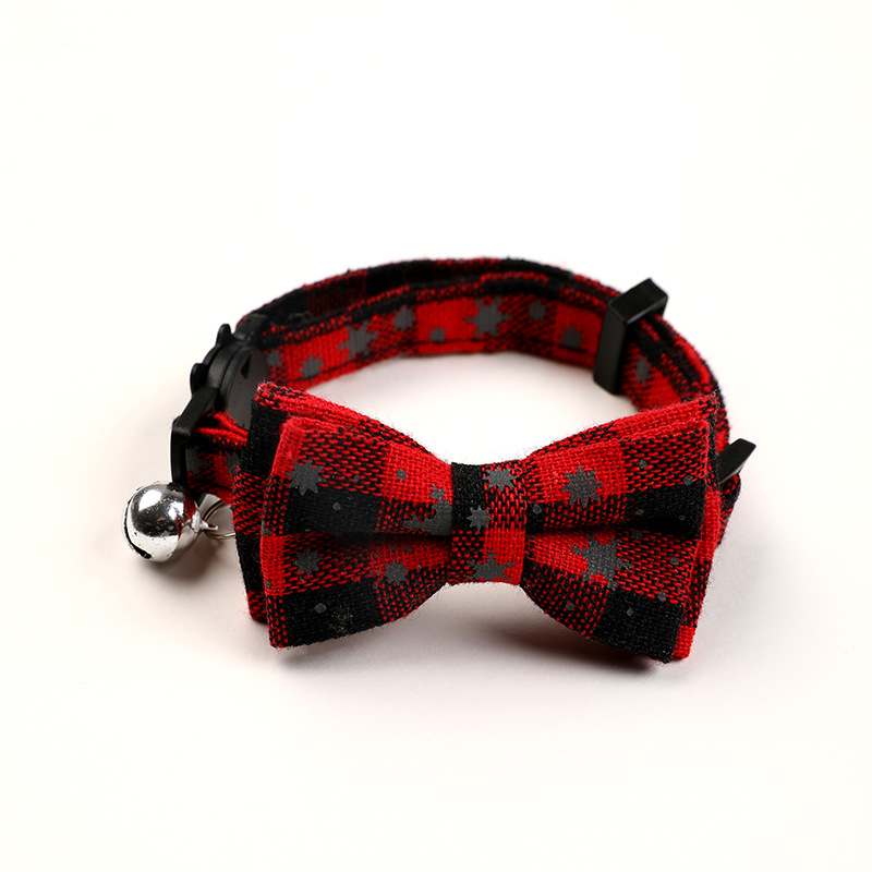 Collar de mascotas de Navidad cuadrado británico collar de gato con collar de gato con campana