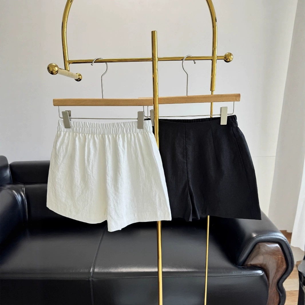 25ss весенне-летние женские льняные шорты с эластичной резинкой на талии 250711