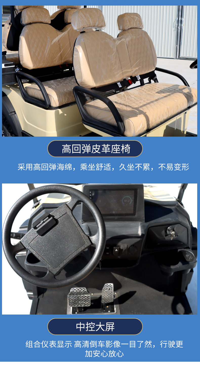 2-8 Seats Electric Sightseeing Car Golf Cart Scenic Spot Property Hotel Reception Shuttle Golf Cart