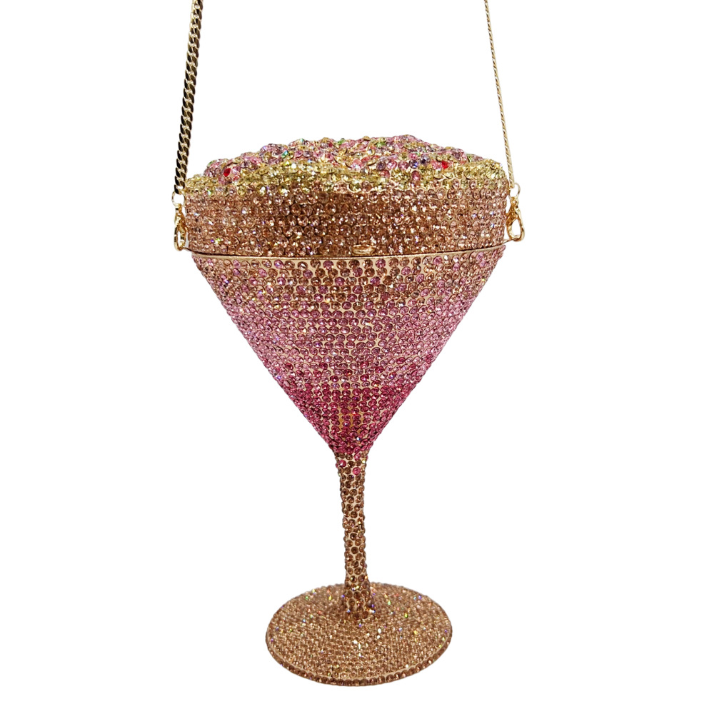 Copa bolsa de embrague nueva taza alta flor con diamantes bolsas de banquete de diamantes bolsas de mano duras