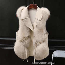 25冬新款时尚女人造毛毛马夹皮草背心外套短款仿狐狸毛毛保暖马甲
