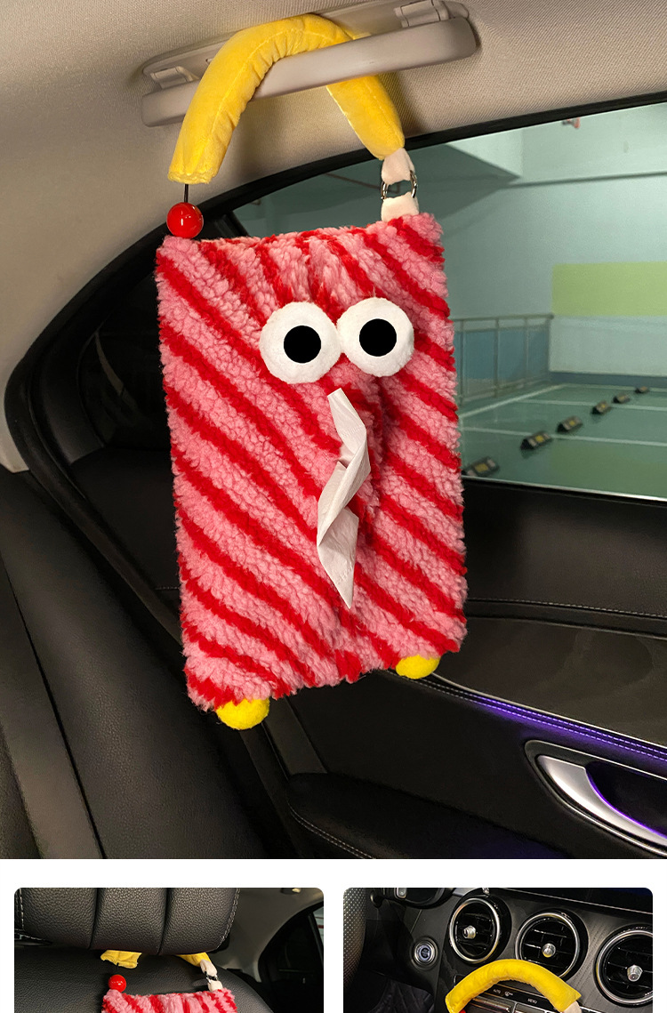 Car Seat Back Tissue Holder Funny Car Tissue Box Hanging Cartoon Monster Car Interior Decoration