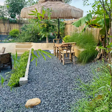 黑色砾石庭院造景铺路石子小碎石头灰色水洗石园林黑石子