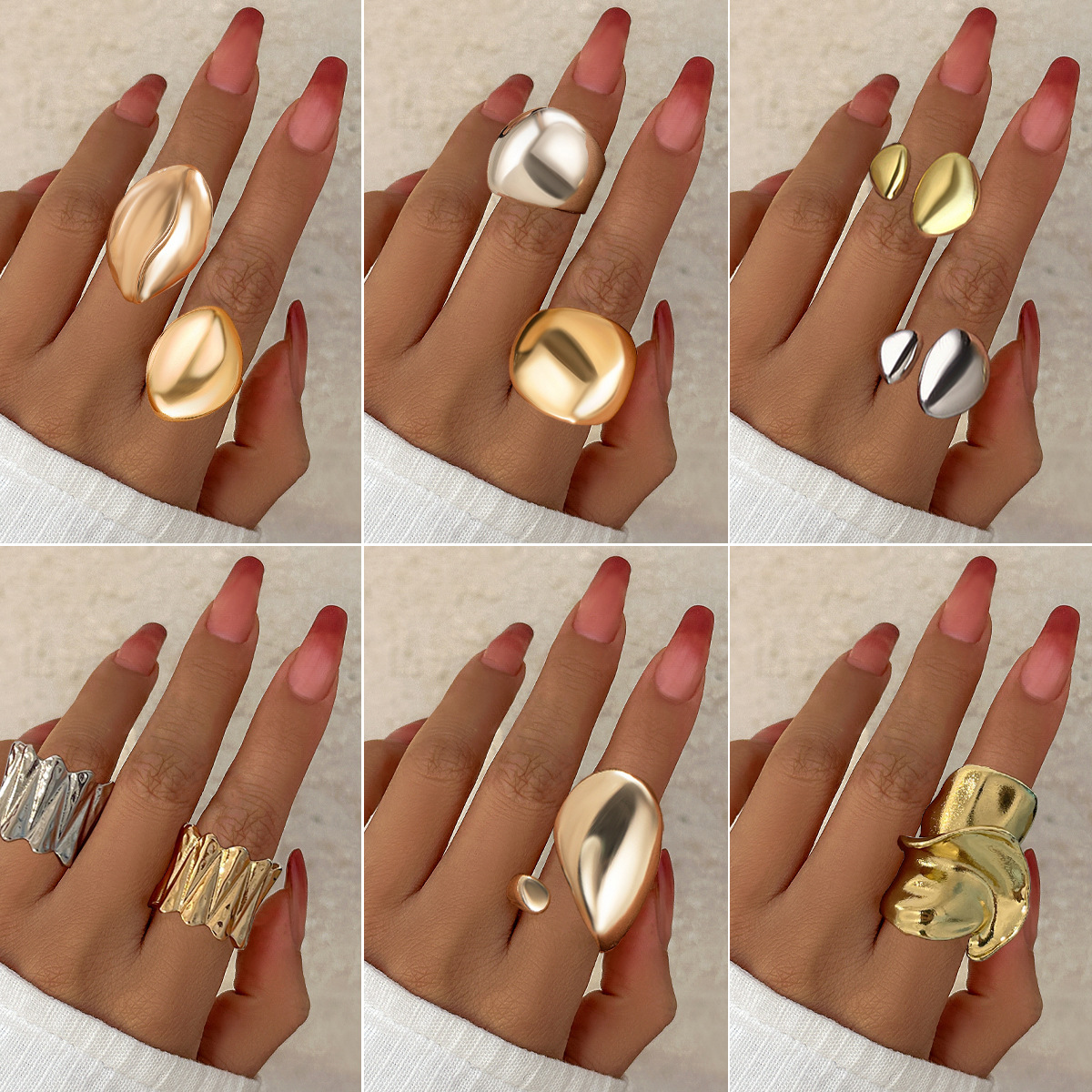 wavy glossy brand ring