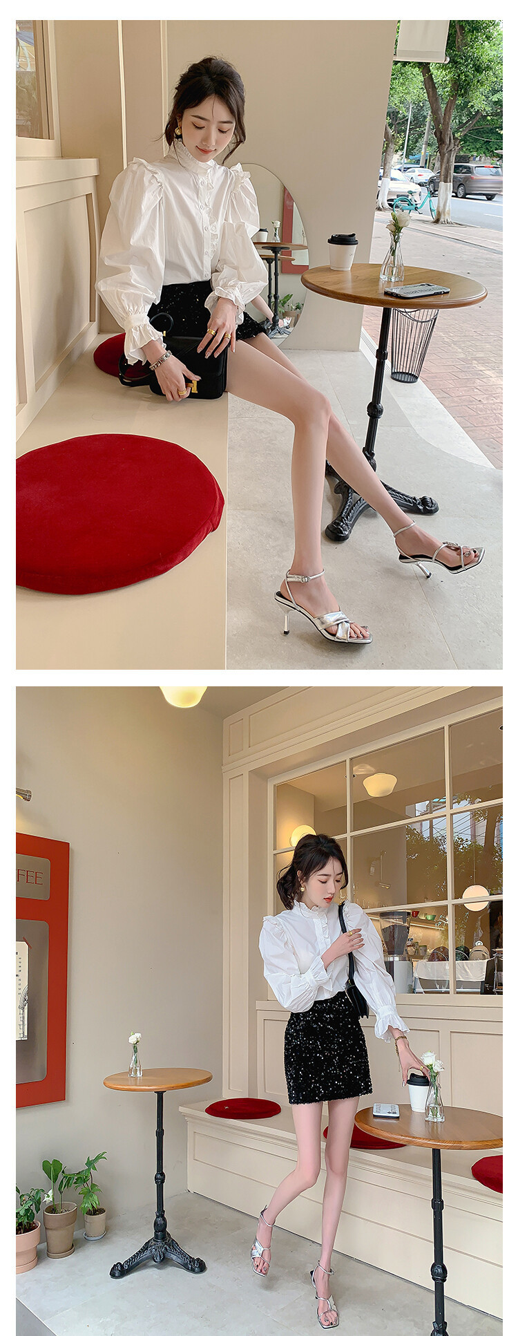 Sandal cao gót nữ hở mũi quai khóa cổ chân gót nhọn 9 cm — Màu vàng, Màu trắng be, Màu bạc chi tiết 23