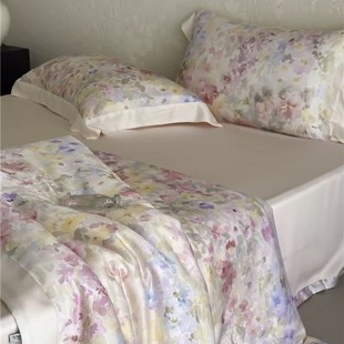 Ultra-Fine Denier! Summer 100S Lenzing Tencel Summer Cool Quilt Four-Piece Set Printed Cool Silky Air-Conditioned Silk Quilt