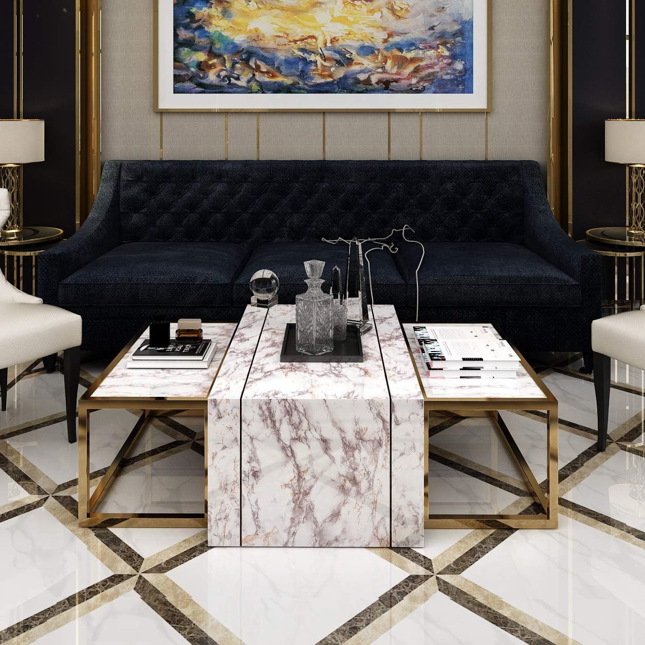 Marmorgraue Kontaktpapier-Küchentapete zum Abziehen und Aufkleben auf die Arbeitsplatte, 61 x 404 cm, Dekoration_voghion.com