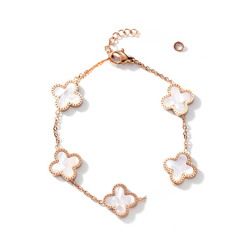 Lucky Titanium Steel Four-Leaf Clover Necklace Korean Style Couple Simple Necklace 18k Rose Gold Non-Fading Titanium Steel Jewelry