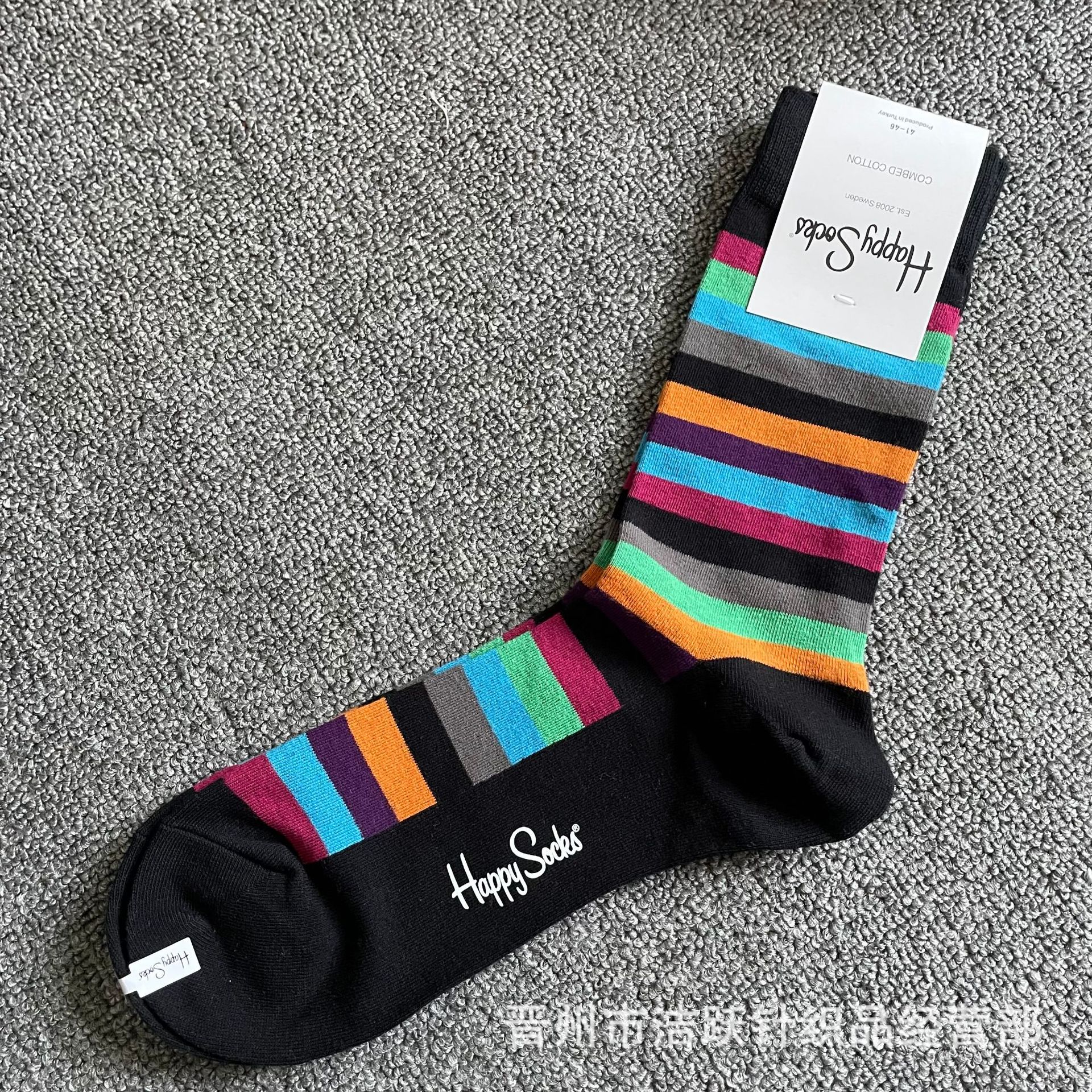 Happy socks新品高品质ハイレザー男性ソックススウェーデンコットンソックスファッションソックスカップルinsロング美脚ソックス