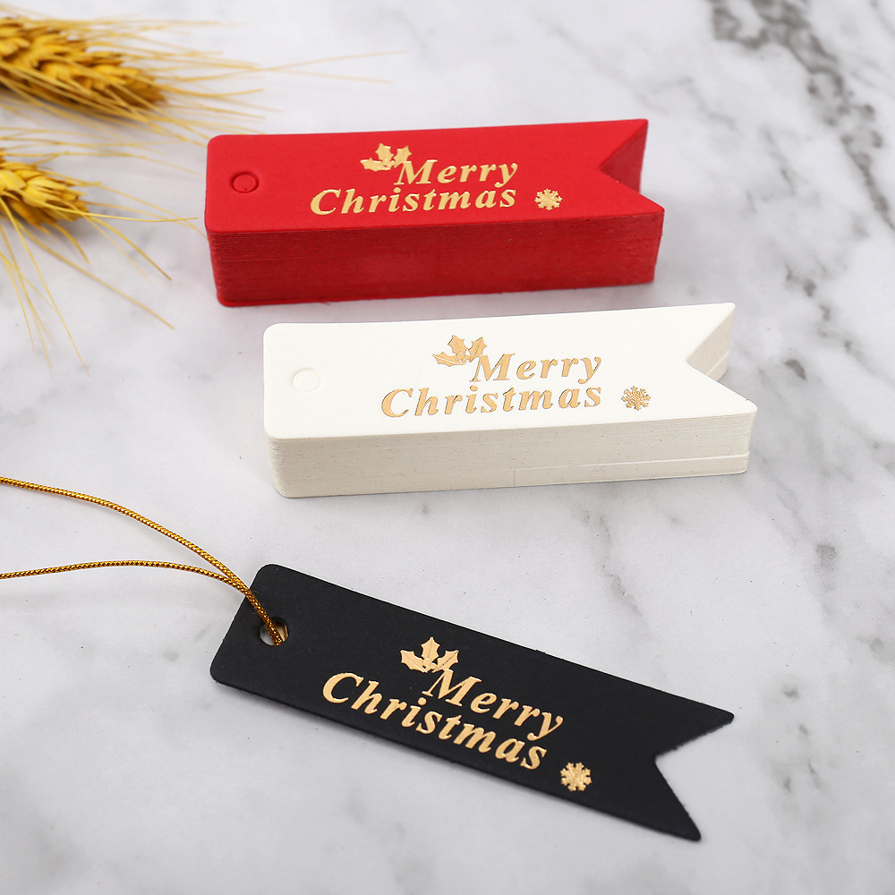 214圣诞节吊牌2023新款烫金小燕尾礼品标签装饰挂牌圣诞卡片批发