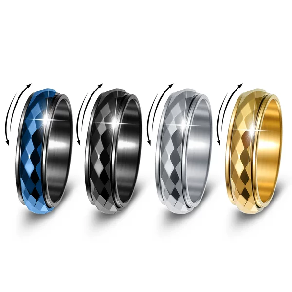 Amazon's European and American Hit Product, Xiyin's Popular Couple's Diamond-Shaped Ring, Rotatable Stress-Relief Jewelry, Stainless Steel Ring for Women