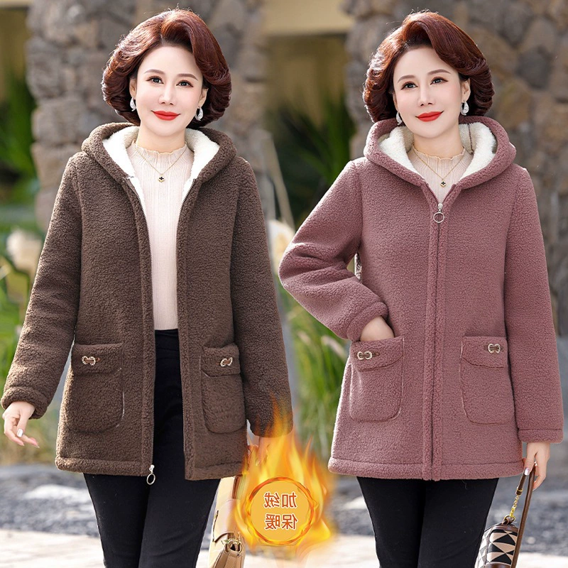 2024 новая мама зимняя бархатная толстая хлопчатобумажная куртка среднего и пожилого возраста женская куртка из хлопчатобумажной куртки
