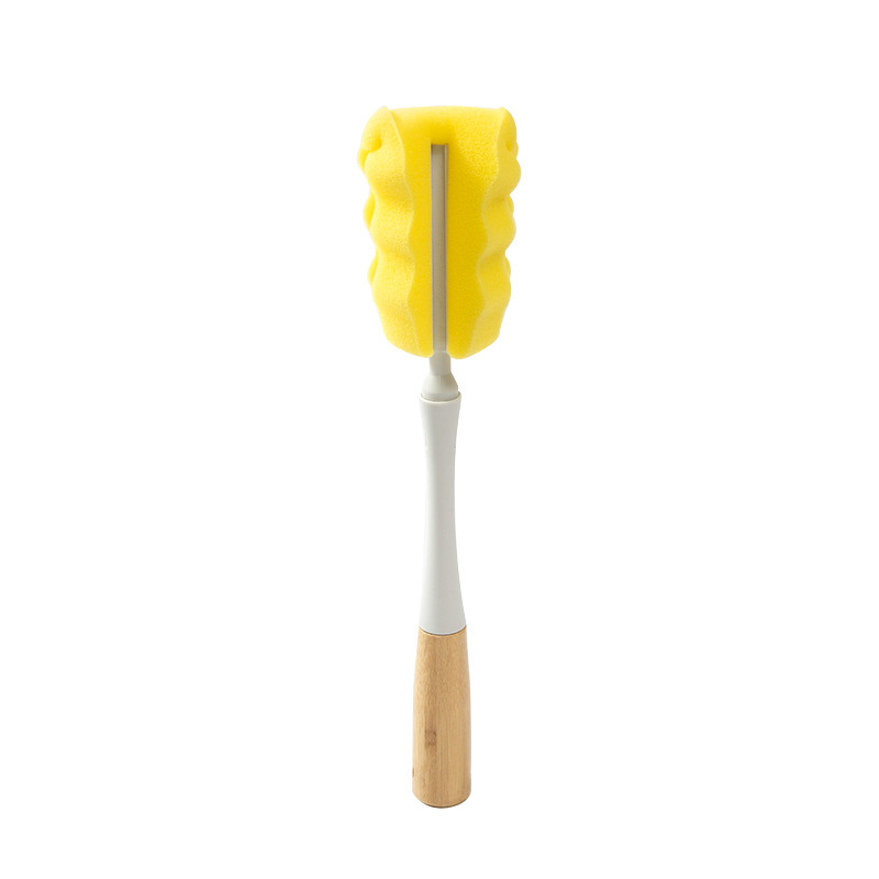 Taza de esponja de mango largo de bambú para cepillar botellas de leche Limpieza de cocina Taza de lavado de artefactos Limpieza de tazas de agua Cepillo grande duradero image 6