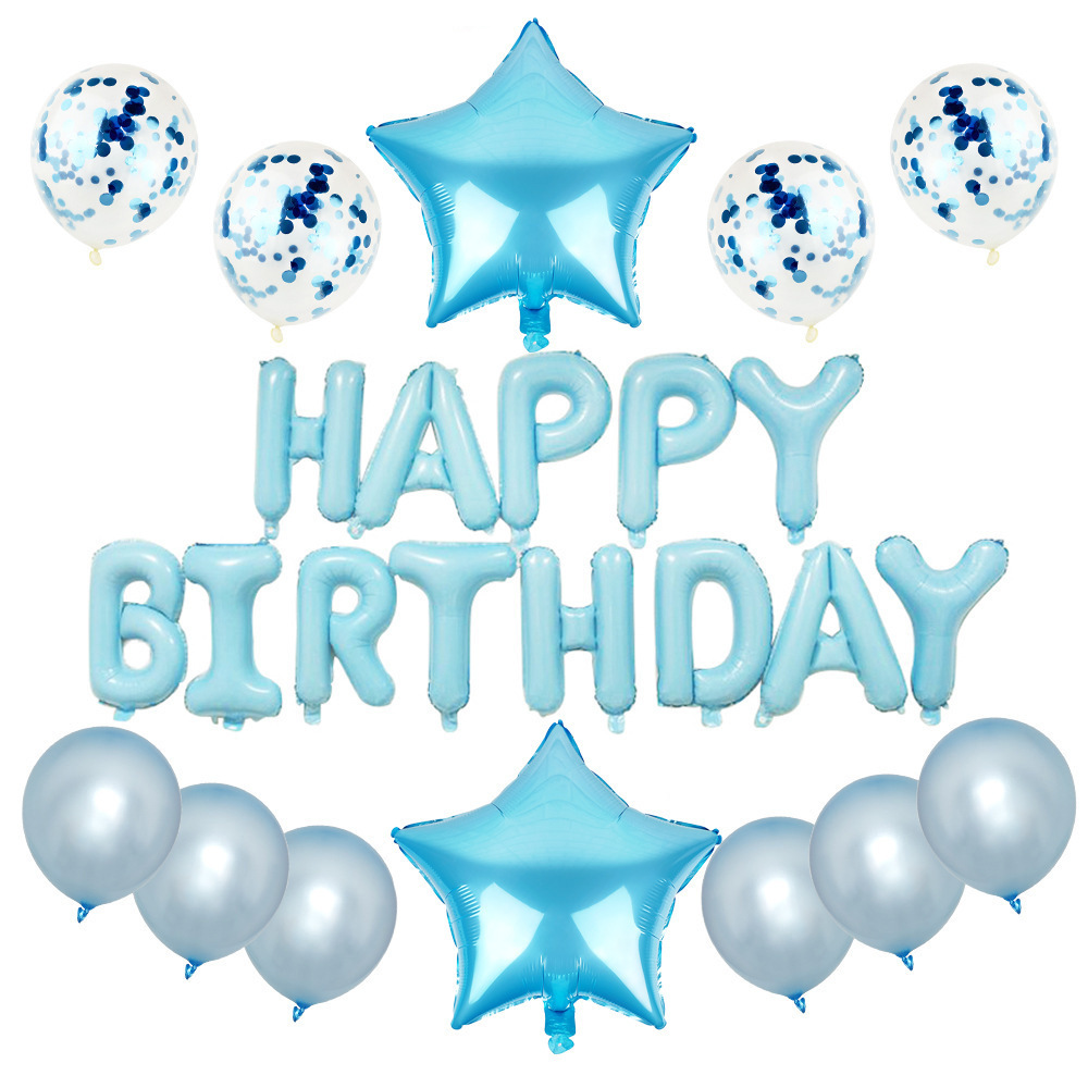 25 unids transfronteriza especial para Feliz cumpleaños traje de globo de aluminio fiesta de cumpleaños decoración arreglo suministros Bola de lentejuelas