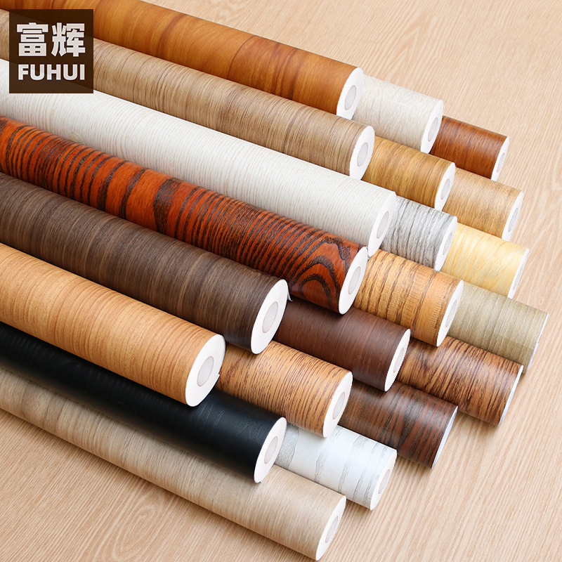Wood grain wallpaper sticker self-adhesive simulation waterproof thickened background wall kitchen cabinet wooden door table old furniture renovation