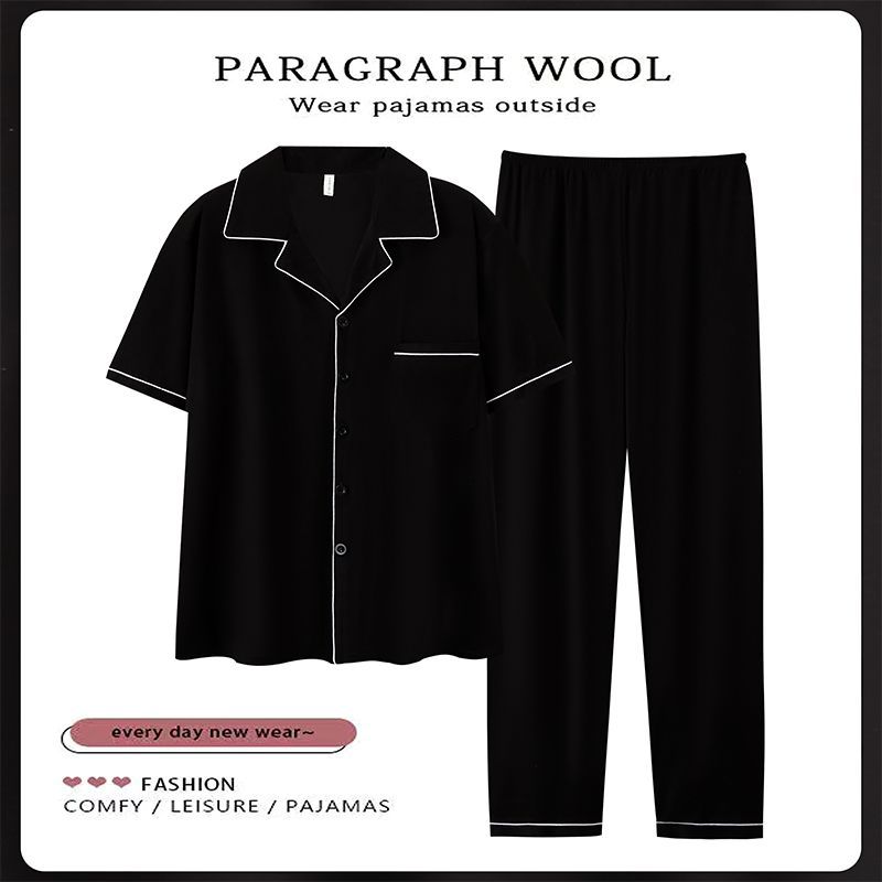 100% algodón pijamas de los hombres de verano Pantalones de manga corta de algodón de verano delgada ropa de abrigo suelta homewear traje