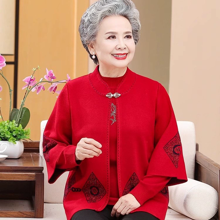 Старушка-свитер для матери, праздничное свадебное платье для бабушки, комплект из двух предметов, костюм Тан на год рождения старой леди