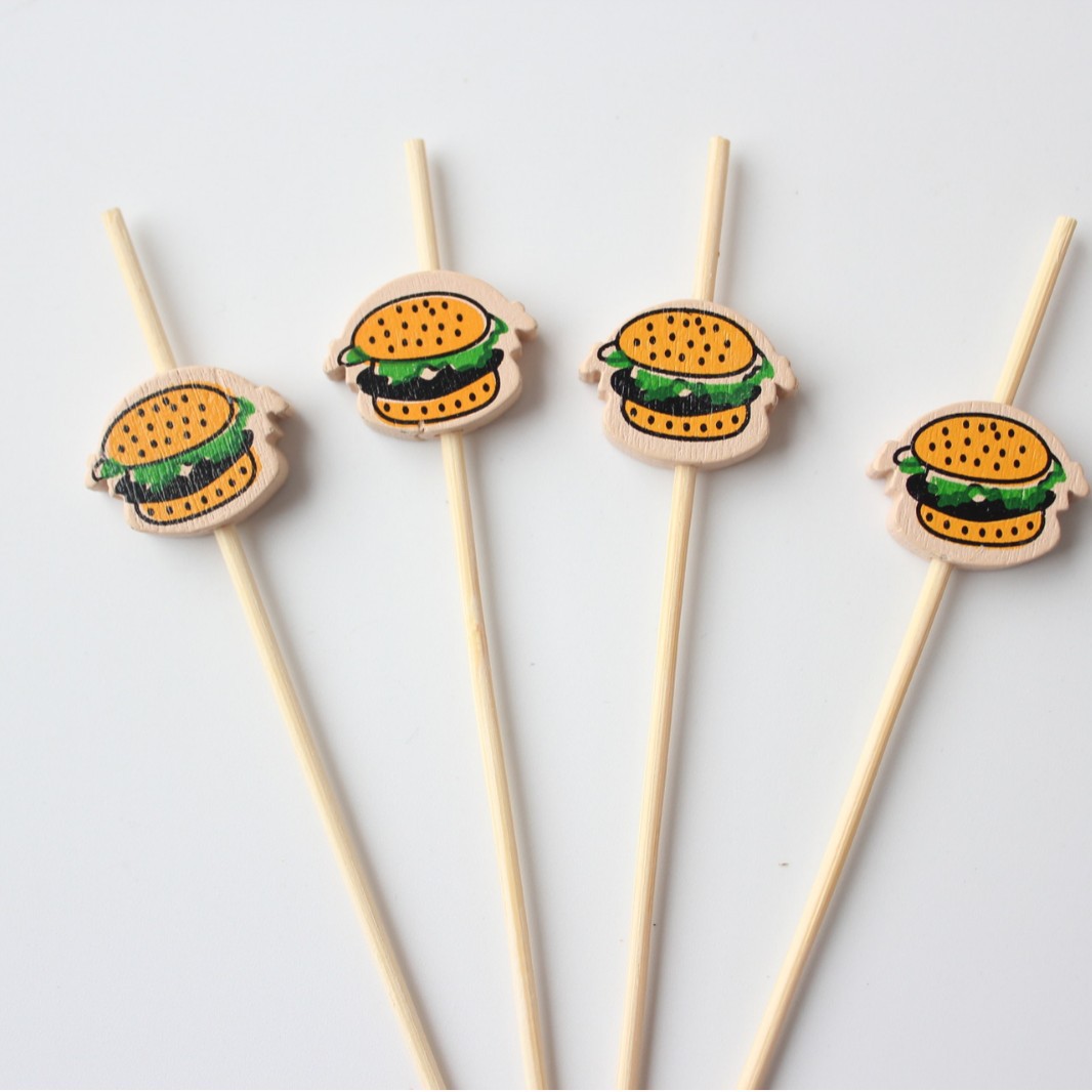 Brochetas Desechables de Bambú con Diseños Paquete de 100 unidades Bambú Ecológico para Hamburguesas y Aperitivos image 7