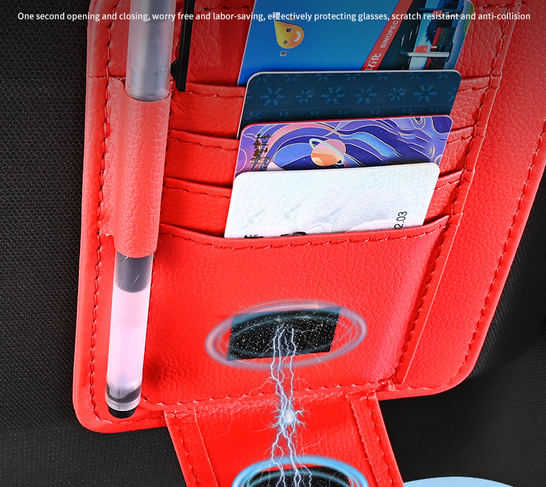 Car card holder, car sun visor ticket holder, glasses clip, document holder, storage clip, lychee pattern, high-speed gas card