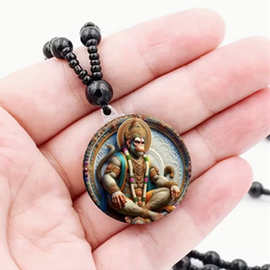 跨境欧美饰品猴子图片项链个性时尚装饰挂件新款项链玻璃吊坠