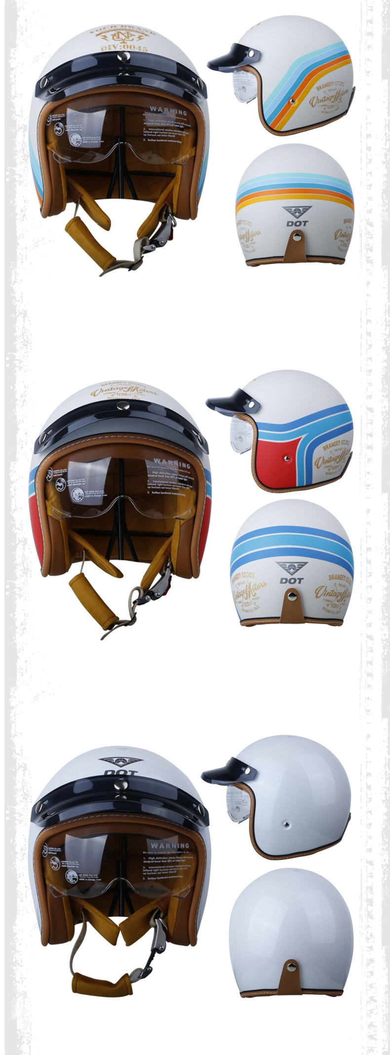 Retro Helmet 3/4 Cruise Motorcycle Autumn and Winter Men's and Women's Electric Vehicle Half Helmet with Built-In Lens Motorcycle Cycling Helmet