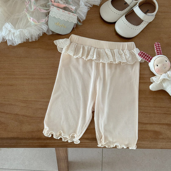 Girls Cotton Pants 2025 Summer Baby All-match Capri Pants Baby Summer Lace Leggings Thin Category A