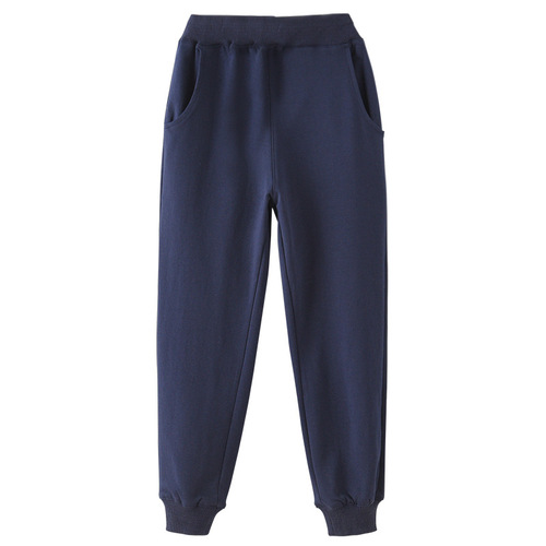Children's gray sweatpants spring and autumn boys and girls dark blue school pants medium and large children's sweatpants primary school uniform pants