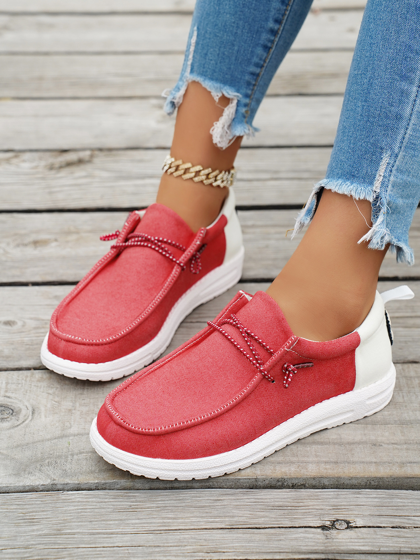 Dames comfortabele instappers color block platte nette schoenen_voghion.com