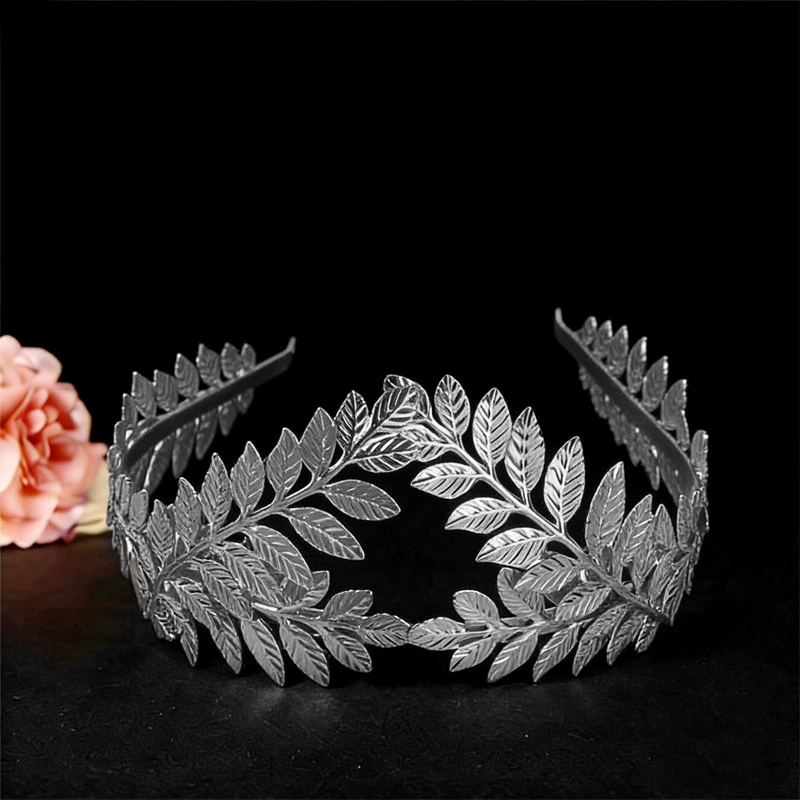 Tiara — корона из металлического сплава в европейском стиле с золотым листом, аксессуар для bridal прически