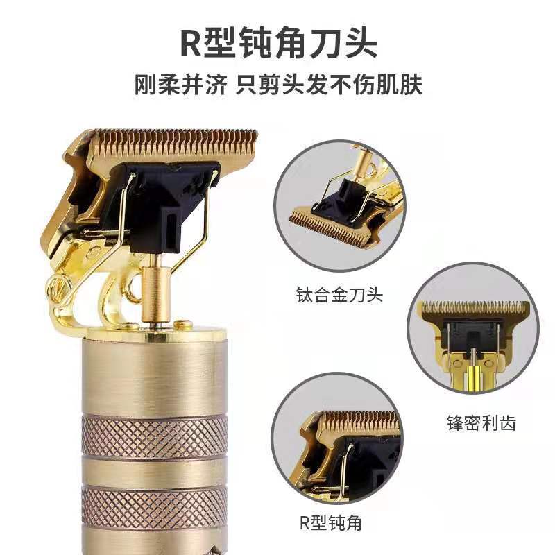 Electric charging carving hair clipper with oil head push T9 push white head shaver USB charging dragon and phoenix Buddha head, dropshipping one piece