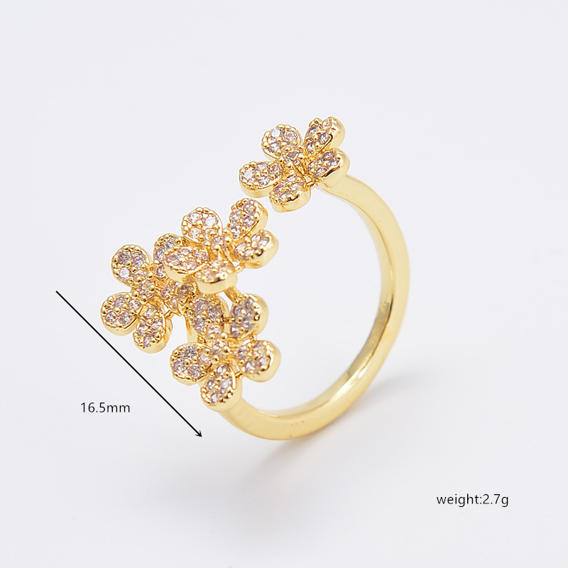 Sweet Flower Butterfly Copper Inlay Zircon Rings 1 Piece